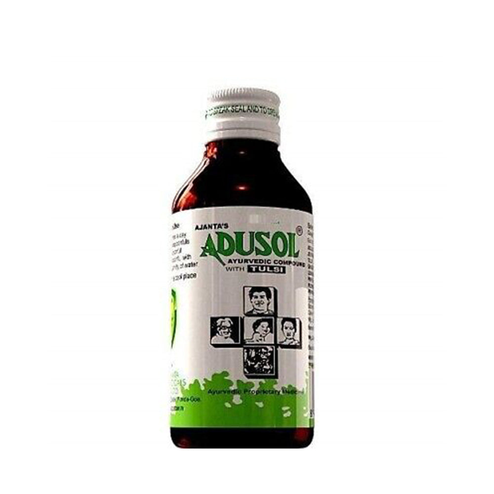 Ajanta ADUSOL Z SYROPEM TULSI, 100ml, Na Przekrwienie Klatki Piersiowej, Ból Gardła