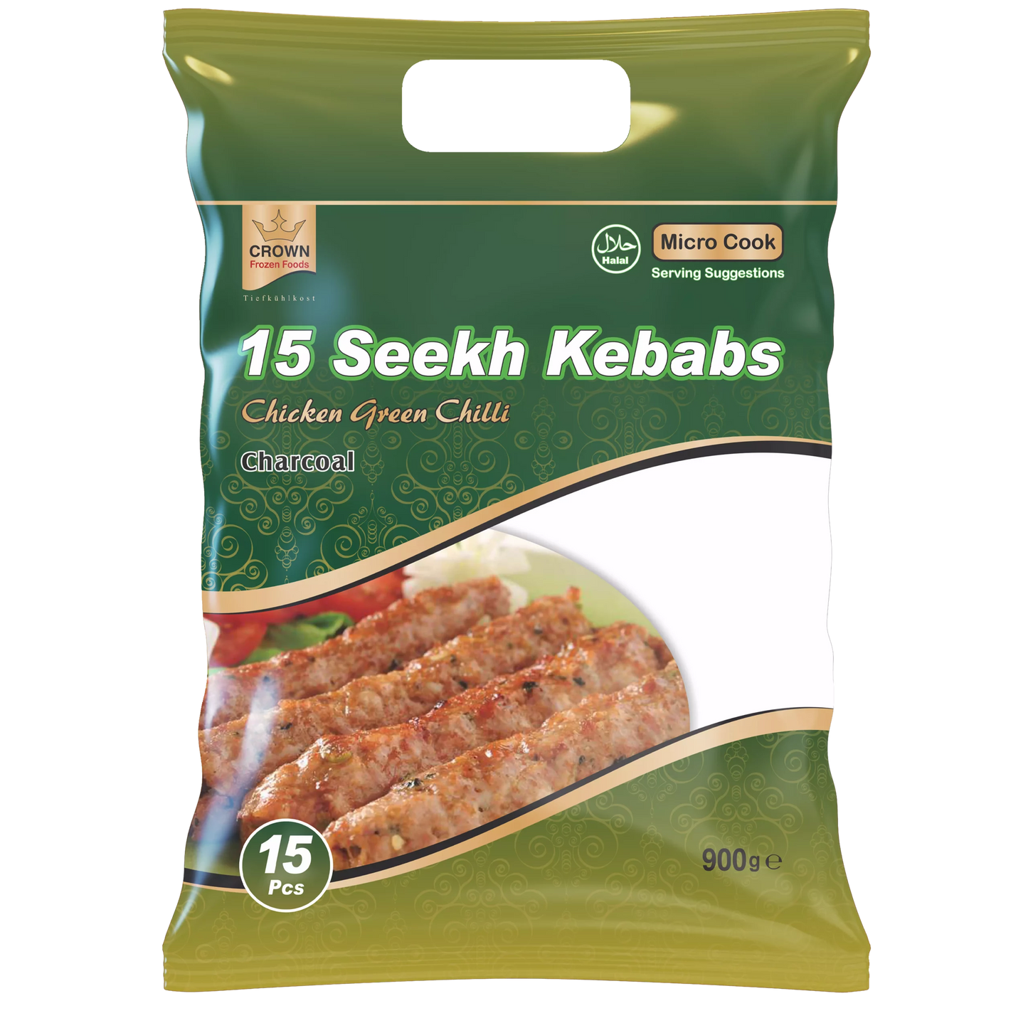 Crown Chicken Green Chilli Seekh Kebab 900g (15 pcs.)